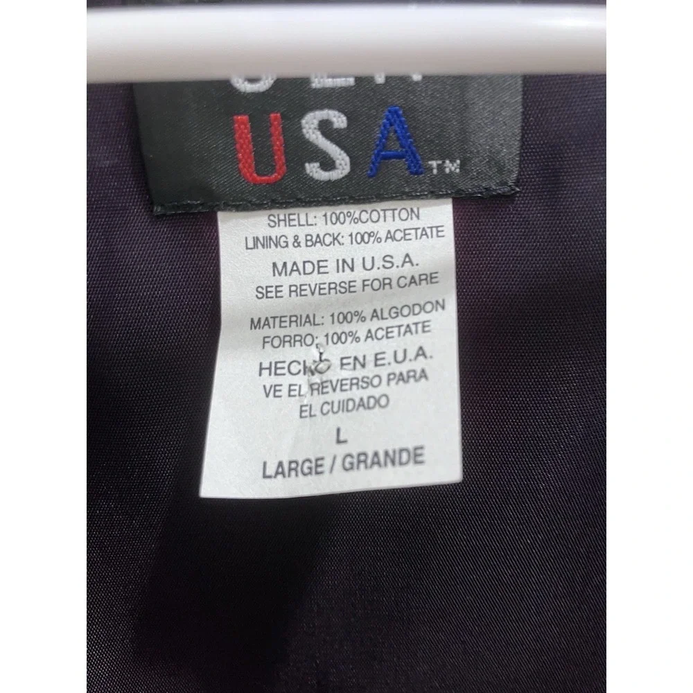 Vintage JLN USA Patriotic Teddy Bear Flag Print Vest Large Made in USA - Picture 9 of 10